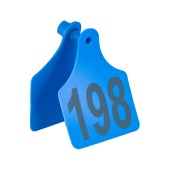 Бирка двойная СКС (61 * 80 мм) синяя с номером (под щипцы СКС с иглой), 100 шт.