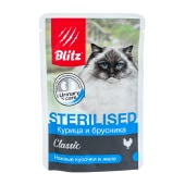 BLITZ CLASSIC пауч для стерилизованных кошек (КУРИЦА, БРУСНИКА), 85 г.
