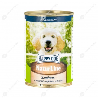 HAPPY DOG консервы для собак (ПЕЧЕНЬ, СЕРДЦЕ, РИС). 400 г.
