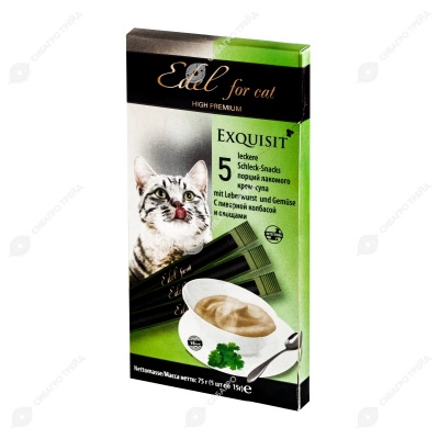Лакомство EDEL CAT крем-суп для кошек (ЛИВЕРНАЯ КОЛБАСА, ОВОЩИ), 5 шт.