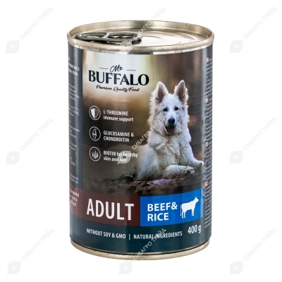 MR. BUFFALO ADULT консервы для взрослых собак (ГОВЯДИНА, РИС), 400 г.