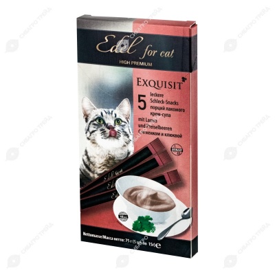 Лакомство EDEL CAT крем-суп для кошек (ЯГНЕНОК, КЛЮКВА), 5 шт.
