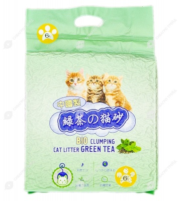 Наполнитель HAKASE AREKKUSU комкующийся, зелёный чай, 6 л.