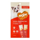 МНЯМС лакомство-крем с тунцом кацуо и креветками для кошек, 4 шт по 15 г