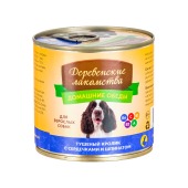 ДЕРЕВЕНСКИЕ ЛАКОМСТВА консервы для собак "Домашние обеды" (КРОЛИК, СЕРДЕЧКИ, ШПИНАТ), 240 г