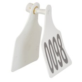 Бирка двойная СКС (61 * 80 мм) белая с номером (под щипцы СКС с иглой), 100 шт