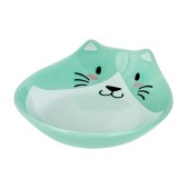 Миска керамическая ГОЛОВА КОТА 3 ( 15,5 * 14,5 * 5 см) зелёная