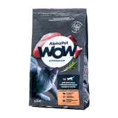 ALPHAPET WOW для взрослых стерилизованных кошек и котов (ИНДЕЙКА, ПОТРОШКИ), 0,75 кг