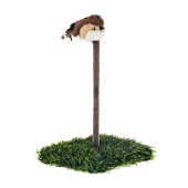 Игрушка WOGY Птичка поющая меховая 28 см, подставка (16 * 16 см) для кошек