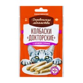ДЕРЕВЕНСКИЕ ЛАКОМСТВА колбаски докторские с крабом сурими для кошек, 6 * 10 г