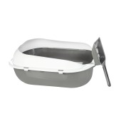 Туалет-лоток с совком малый (37 * 28 * 16 см) для котят и кошек, серый, STEFAN