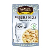 ДЕРЕВЕНСКИЕ ЛАКОМСТВА пауч для кошек "Домашние обеды" (ФИЛЕЙНАЯ ТРЕСКА), 70 г