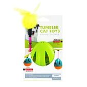 Игрушка яйцо-неваляшка с пером (h=32 см) для кошек, микс, NUNBELL