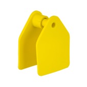 Бирка двойная СКС (40 * 48 мм) жёлтая без номера (под щипцы СКС без иглы), 100 шт