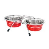 Набор из 2 цветных мисок на подставке, 2 * 225 мл