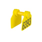 Бирка двойная СКС (56 * 58 мм) жёлтая с номером (под щипцы СКС без иглы), 100 шт