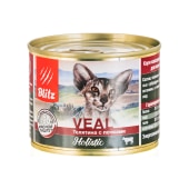 BLITZ Holistic консервы для взрослых кошек (ТЕЛЯТИНА, ПОЧКИ), 200 г
