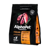 ALPHAPET для взрослых стерилизованных кошек и котов (ЯГНЕНОК, ИНДЕЙКА), 0,4 кг