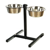 Миски металлические + регулируемая подставка, ЧЁРНЫЙ 2 * 0,9 л, ЗООНИК