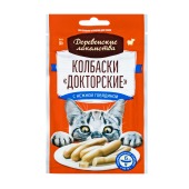 ДЕРЕВЕНСКИЕ ЛАКОМСТВА колбаски докторские с нежной говядиной для кошек, 6 * 10 г