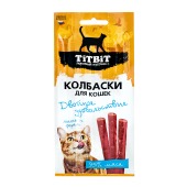 TITBIT лакомство колбаски двойное удовольствие с лососем и форелью для кошек, 15 г