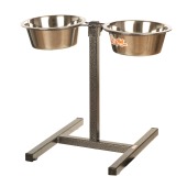 Миски металлические + регулируемая подставка, ХРОМ 2 * 0,9 л, ЗООНИК