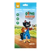 МНЯМС Ферма Кота Федора лакомство-крем из курицы для кошек и котят, 4 шт по 15 г