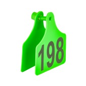Бирка двойная СКС (61 * 80 мм) зелёная с номером (под щипцы СКС с иглой), 100 шт.