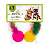 Мячик с перьями для кошек (h=9 см, d=3,5 см), 2 шт, NUNBELL