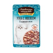ДЕРЕВЕНСКИЕ ЛАКОМСТВА пауч для кошек "Домашние обеды" в нежном желе (УТКА С ЛОСОСЕМ), 70 г