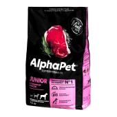 ALPHAPET для щенков крупных пород с 6 месяцев до 1,5 лет (ГОВЯДИНА, РИС), 12 кг