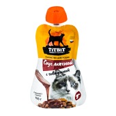 TITBIT лакомство соус мясной с говядиной для кошек, 100 г
