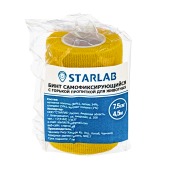 Бандаж самофиксирующийся STARLAB 7,5 см * 4,5 м с горькой пропиткой, желтый