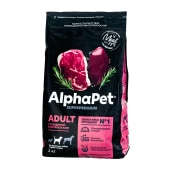 ALPHAPET для взрослых собак средних пород (ГОВЯДИНА, ПОТРОШКИ), 2 кг