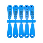 Бирка "Лепесток" с номером, под щипцы с синей иглой 50 * 18 мм, 50 шт