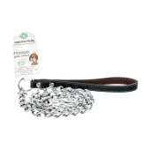 Поводок-цепь 4 мм с кожаной ручкой, 1 м, ЧК