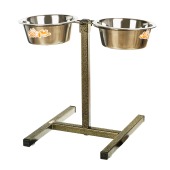 Миски металлические + регулируемая подставка, БРОНЗА 2 * 0,9 л, ЗООНИК