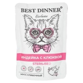 BEST DINNER Exclusive мусс сливочный для стерилизованных кошек (ИНДЕЙКА, КЛЮКВА), 85 г