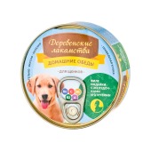 ДЕРЕВЕНСКИЕ ЛАКОМСТВА консервы для щенков "Домашние обеды" (ФИЛЕ ИНДЕЙКИ, ЖЕЛУДОЧКИ, ОТРУБИ), 100 г