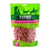 Лакомство  Колбаски телячьи для собак, 420 г- XXL выгодная упаковка. TITBIT.