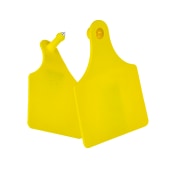 Бирка двойная СКС (75 * 100 мм + 61 * 80 мм) жёлтая металл.наконечник (под щипцы СКС с иглой), 100 шт