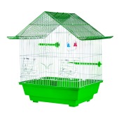 Клетка WOGY для птиц (46 * 37 * 28 см) 2 кормушки, 2 жердочки, качели, с поддоном, микс