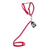 Комплект шлейка (ОШ 20-30 см, ОГ 30-45 см) и поводок (1,2 м), 1 см, КРАСНЫЙ, ДАРЭЛЛ
