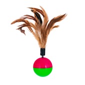 Игрушка-неваляшка WOGY Мяч-погремушка d-5,5см с перьями h-18 см, для кошек