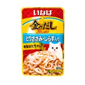 INABA Kinnodashi пауч для кошек (КУРИЦА, МАЛЬКИ ШИРАСУ В ЖЕЛЕ), 60 г