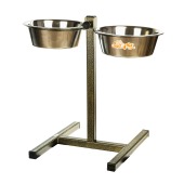 Миски металлические + регулируемая подставка, БРОНЗА 2 * 4,0 л, ЗООНИК