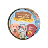 ДЕРЕВЕНСКИЕ ЛАКОМСТВА консервы для щенков "Домашние обеды" (ЦЫПЛЕНОК, ЯЗЫК, ШПИНАТ), 100 г