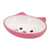 Миска керамическая овальная КОШАЧЬЯ МОРДОЧКА розовая, 200 мл