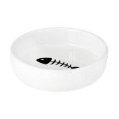 Миска керамическая "Косточки рыбки" (12 * 12 * 3,5 см), белая, 200 мл