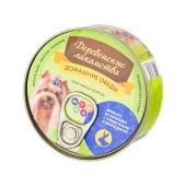 ДЕРЕВЕНСКИЕ ЛАКОМСТВА консервы для собак мини-пород  "Домашние обеды" фрикасе (КРОЛИК, СЕРДЕЧКИ, МОРКОВЬ), 100 г